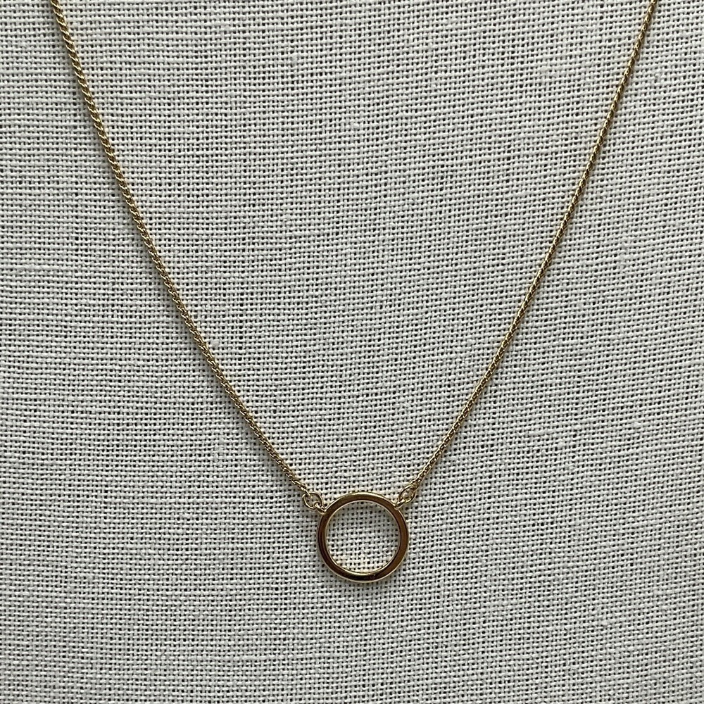 Kate Spade Gold Tone Slide Necklace Open Circle Pendant Adjustable 30" Modernist